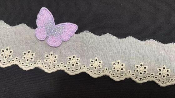 Quality 5cm Width Cotton Chicken Lace Trim with Tiny Cluster Flower Embroidery and Wavy Scalloped Edge for Dress Blouse factory