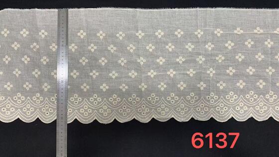 Quality Cotton Eyelet Embroidery Lace Trim, 30cm Wide Floral Scalloped Lace for Garment Decoration factory
