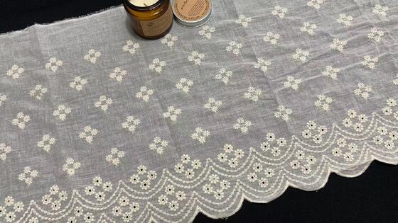 Quality Cotton Eyelet Embroidery Lace Trim, 30cm Wide Floral Scalloped Lace for Garment Decoration factory