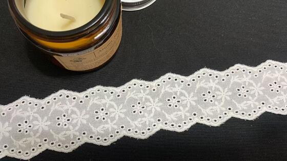 Quality Cotton Chicken Lace Trim with Repeated Circular Floral Embroidery Wavy Scallop Edge and Soft Breathable Texture for Garment Trimming factory