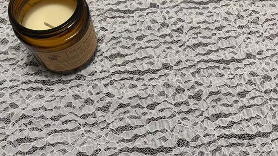 Quality Stretchy Lace Fabric with Irregular Leaf-shaped Motifs and Fine Mesh Base for Soft Elastic Feel in Dress and Ladies Apparel factory